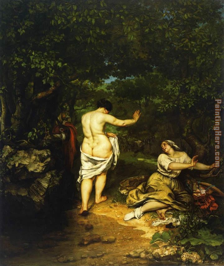 The Bathers painting - Gustave Courbet The Bathers art painting